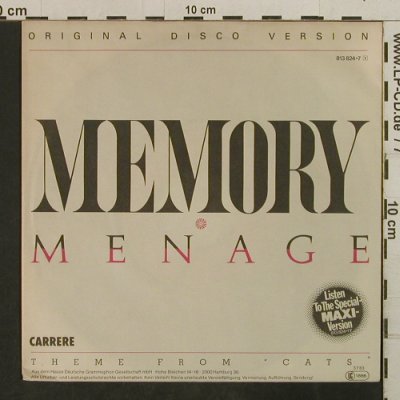 Menage: Memory*2 - Disco Version, Carrere(813 824-7), D, 1983 - 7inch - T3789 - 2,50 Euro