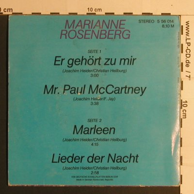 Rosenberg,Marianne: Er Gehört Zu Mir+3, vg+/vg+, Amiga(5 56 014), DDR,  - EP - S7965 - 2,50 Euro