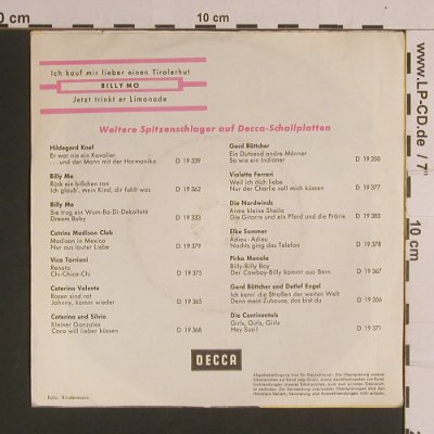 Mo,Billy: Ich Kauf Mir Lieber Einen Tiroler.., Decca(D 19 384), D, m-/vg+,  - 7inch - S8316 - 2,50 Euro