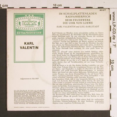 Valentin,Karl & Liesl Karlstadt: Im Schallplattenladen(rec.1929), Electrola(40 077), D,  - EP - S8694 - 2,50 Euro
