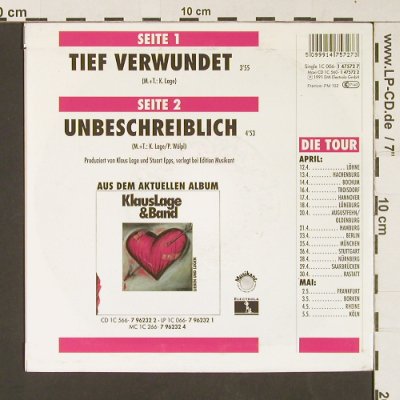Lage,Klaus Band: Tief Verwundet / Unbeschreiblich, Musikant(1 47572 7), D,Facts, 1991 - 7inch - S9005 - 3,00 Euro