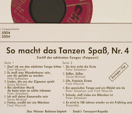 Wiener Bohéme Sep./Snob's Tanzsp.Ka: So macht das Tanzen Spaß, Nr.4, Telefunken(UX 5504), D,  - EP - S9700 - 4,00 Euro