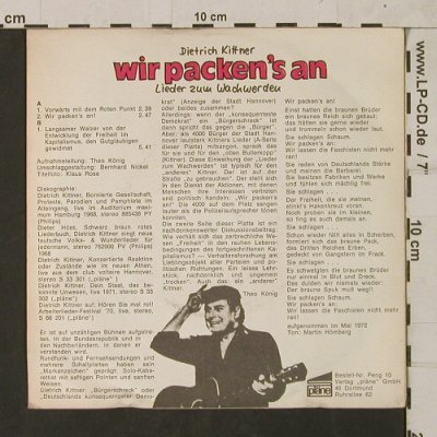 Kittner,Dietrich: Wir packen's an/Lieder z.Wachwerden, Pläne(Peng 10), D,Mono, 1972 - 7inch - T1748 - 3,00 Euro