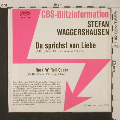 Waggershausen,Stefan: Du sprichst von Liebe/ R'n'R Queen, Epic/CBS BlitzInfo(EPC S 1773), D, 1973 - 7inch - T1834 - 7,50 Euro