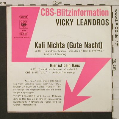 Leandros,Vicky: Kali Nichta / Hier ist dein Haus, CBS BlitzInfo(CBS S 5209), D, 1977 - 7inch - T1846 - 5,00 Euro