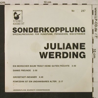 Werding,Juliane: Sonderkopplung,4Tr.Spezialpressung, Hansa(43 030 XT), D,No. 287,  - EP - T1849 - 30,00 Euro