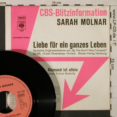 Molnar,Sarah: Liebe für ein ganzes Leben, CBS BlitzInfo(CBS S 1392), D, 1973 - 7inch - T1852 - 7,50 Euro