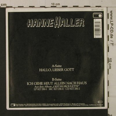 Haller,Hanne: Hallo, lieber Gott, m-/vg+, Metronome(883 557-7 ME), D, 1986 - 7inch - T2000 - 2,50 Euro
