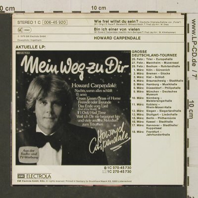Carpendale,Howard: Wie Frei Willst Du Sein?/Bin Ich.., EMI(006-45 920), D, 1979 - 7inch - T3070 - 2,50 Euro