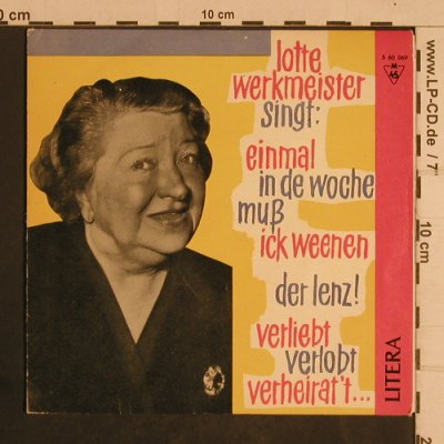 Werkmeister,Lotte: Eimal in der Woche muß ick weenen, Litera(5 60 069), DDR, 1963 - EP - T4390 - 5,00 Euro