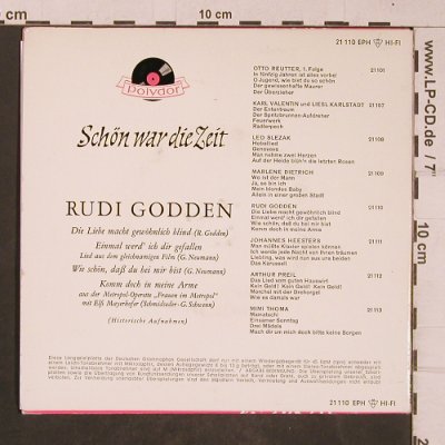 Godden,Rudi: Schön war die Zeit, m-/vg+, Polydor(21 110 EPH), D, 1959 - EP - T4461 - 5,00 Euro