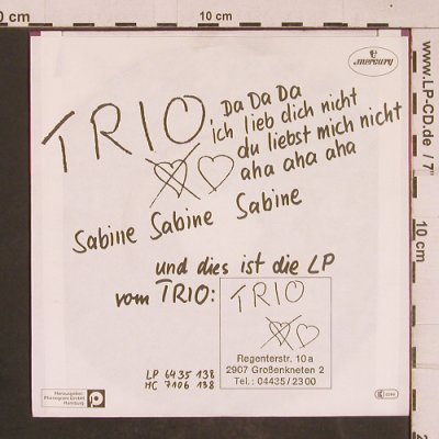 Trio: Da Da Da/Sabine Sabine Sabine, Mercury(6005 199), D, 1981 - 7inch - T4549 - 3,00 Euro