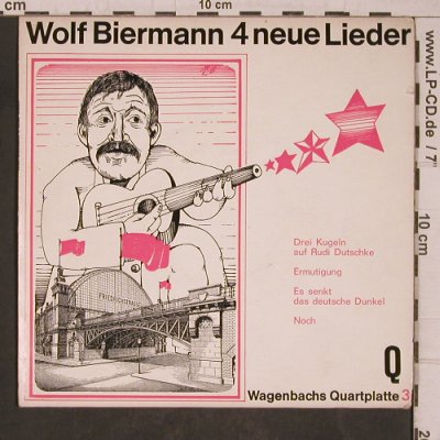 Biermann,Wolf: 4 neue Lieder+Poster wieNeu 54x70cm, Wagenbach Q3(T 76 038), D,vg+vg+, 1968 - EP - T5414 - 45,00 Euro
