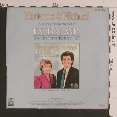 Marianne & Michael: Unser Land, Fernsehlotterie 1987, Ariola / Montana(108 695-100), D, 1986 - 7inch - S8359 - 2,50 Euro