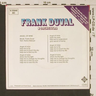 Duval,Frank & Orch.: Angel Of Mine/Magdalena,roterBalken, Teldec(6.12949 AC), D,Muster, 1980 - 7inch - S9261 - 3,00 Euro