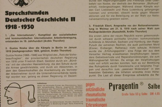 V.A.Sprechstunden Deut. Geschichte: 2-1918-1930, Foc (Dokum. in german), Teldec/Endopharm(TST 78 112), D, 33 rpm, 1974 - 7inch - T2053 - 3,00 Euro