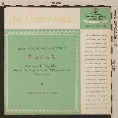 Faust: Erster Teil ,Auszüge-Paul Hartmann, D.Gr.(34006 EPLS), D, 1960 - EP - T2544 - 4,00 Euro