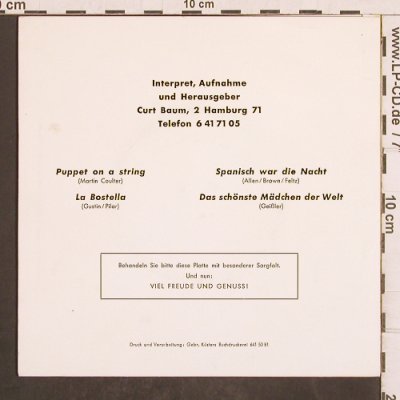 V.A.Drehorgel-Souvenirs: 47er W.F.Holl-Orgel, Curt Baum(BAU 101), D, Mono,  - EP - T4937 - 4,00 Euro