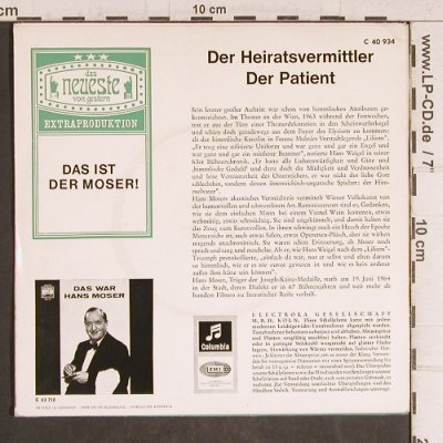 Moser,Hans: Der Heiratsvermittler / Der Patient, Columbia(C 40 934), D,  - 7inch - T5789 - 4,00 Euro