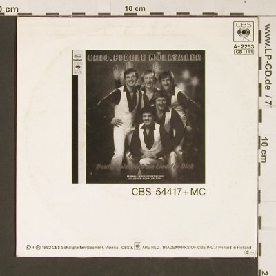 Orig. Fidelen Mölltaler/The Shakers: Heute spiele ich ein Lied für dich, CBS(A 2253), NL, 1982 - 7inch - S8923 - 2,50 Euro