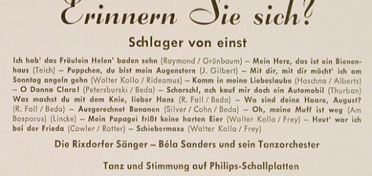 Sanders,Bela - Rixdorfer Sänger: Schlager von einst, Philips(423 397 PE), D, 1961 - EP - S9705 - 4,00 Euro
