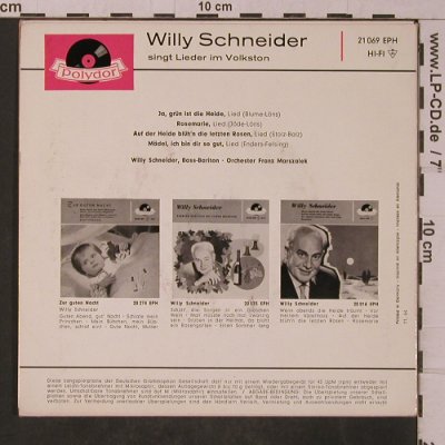 Schneider,Willy: singt Lieder im Volkston, Polydor(21 069 EPH), D, 1964 - EP - T4820 - 3,00 Euro