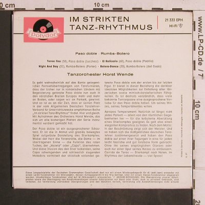 Wende,Horst Tanzorchester: Im strikten Tanzrhythmus, Polydor(21 333), D, 1961 - EP - T5032 - 4,00 Euro