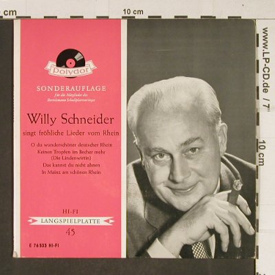 Schneider,Willy: singt fröhliche Lieder vom Rhein, Polydor(E 76 533), D, 1961 - EP - T673 - 3,00 Euro