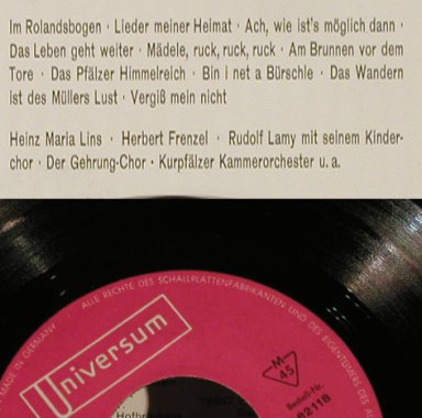V.A.Lieder meiner Heimat: Aus d.Schatz deutscher Volkslieder, Universum(82118), D,  - EP - T763 - 4,00 Euro