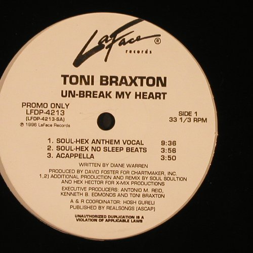 Braxton,Toni: Un-Break My Heart*5, Promo, La Face(), US, 96 - 12inch - A4394 - 3,00 Euro