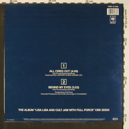 Lisa Lisa & Cult Jam: All Cried Out / Behind my Eyes, CBS(A 12.7268), NL, 1985 - 12inch - C7917 - 3,00 Euro