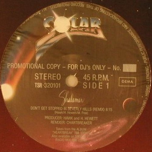 Shalamar: Don't Get Stopped In Beverly Hills, Solar(TSR 320101), DJ-Pro,FLC,  - 12inch - E1305 - 4,00 Euro