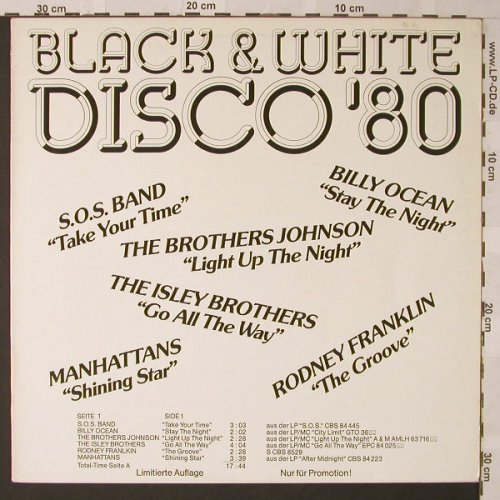 V.A.Black & White Disco'80: SOS Band...Industies,12 Tr., CBS(PROMO 1), NL,Lim.Ed., 1980 - LP - E9561 - 9,00 Euro
