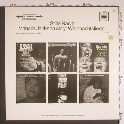 Jackson,Mahalia: Stille Nacht (1966), CBS(62 130), NL, Ri,  - LP - F6047 - 5,50 Euro