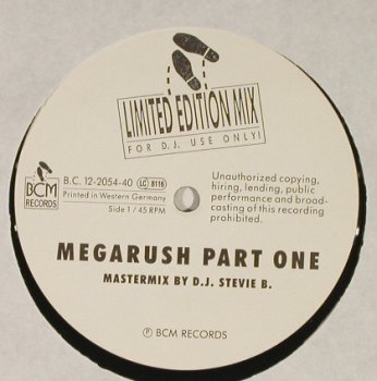 Stevie B.: Megarush Part one & two, BCM(B.C. 12-2054-40), D,  - 12inch - H1628 - 4,00 Euro