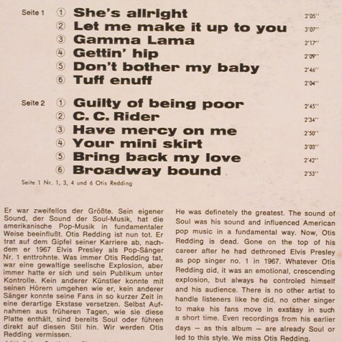 Redding,Otis & Little Joe Curtis: Here Comes More Soul, Europa (E 327), D Typ: LP Best.-Nr.: V1841 Preis: 6,00 Euro
