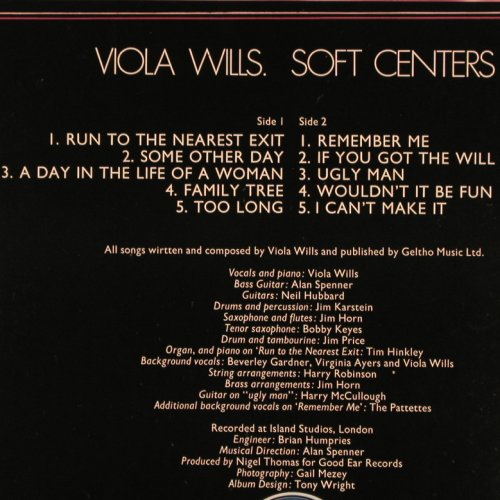 Wills,Viola: Soft Centers, Foc + Signatur, Goodear Rec./Bellaphon (EAR 5002), D, 1974 Typ: LP Best.-Nr.: V2038 Preis: 9,00 Euro