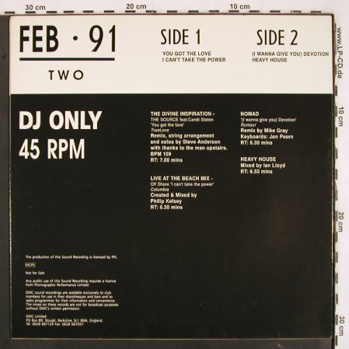 V.A.DMC February  91 - Two: Divine Inspiration,Nomad,HeavyHouse, DMC (DMC 97/2), UK, 1991 Typ: 12" Best.-Nr.: V3386 Preis: 9,00 Euro