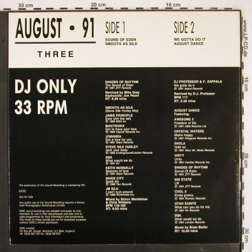 V.A.DMC August 91 - Three: Shades of Rhythm, DJ Professor, DMC (DMC 103/3), UK, 1991 Typ: 12" Best.-Nr.: V3400 Preis: 9,00 Euro
