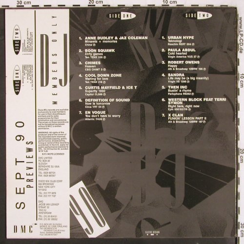 V.A.DMC September 90 - Previews: AnneDudley,BoonSqawk,X-Clan, DMC (DMC 92/3), UK, 1991 Typ: LP Best.-Nr.: V3417 Preis: 9,00 Euro