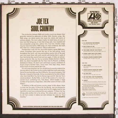 Tex,Joe: Soul Country, vg+/vg+, Atlantic(SD 8187), US, 1968 - LP - V3850 - 9,00 Euro