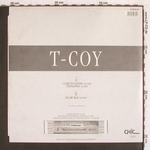 T-Coy:&nbsp;I Like To Listen/Catalonia/Da MeMas, Chic (6.20855 AE), D, 1988 Typ:&nbsp;12" Best.-Nr.:&nbsp;V821 Preis:&nbsp; 3,00 Euro