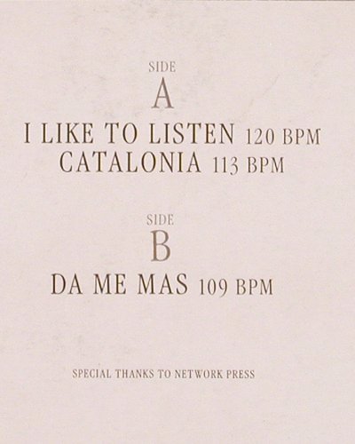 T-Coy:&nbsp;I Like To Listen/Catalonia/Da MeMas, Chic (6.20855 AE), D, 1988 Typ:&nbsp;12" Best.-Nr.:&nbsp;V821 Preis:&nbsp; 3,00 Euro