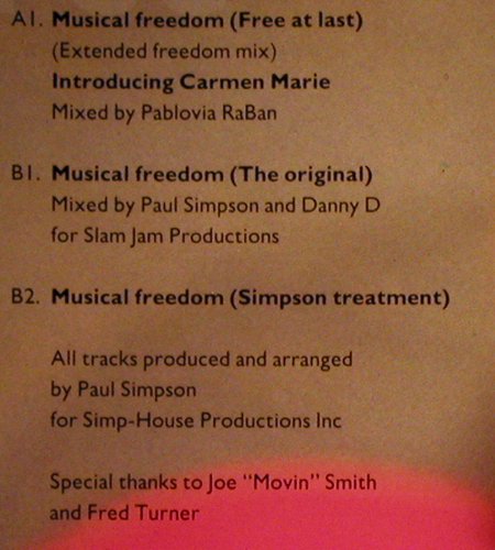 Simpson,Paul  feat. Adeva:&nbsp;Musical Freedom *3, Cooltempo/Chrysalis (612 214), D, 1988 Typ:&nbsp;12" Best.-Nr.:&nbsp;X2228 Preis:&nbsp; 1,00 Euro