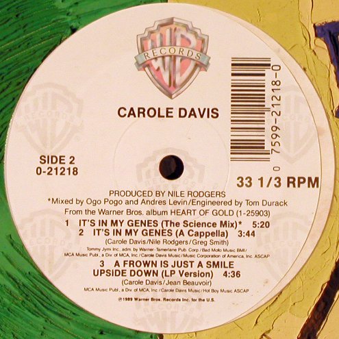 Davis,Carole:&nbsp;It's in my Genes *5+1, WB (0-21218), US, 1990 Typ:&nbsp;12" Best.-Nr.:&nbsp;X2245 Preis:&nbsp; 2,00 Euro