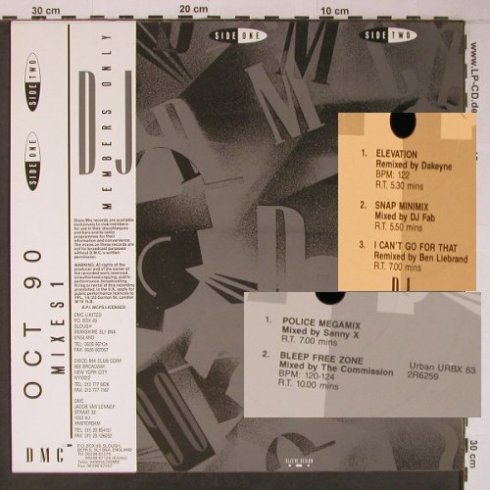 V.A.DMC October 90 Mixes 1: Police,Bleep Free Zone,Elevation, DMC(93/1), UK, 1990 - LP - X6552 - 12,50 Euro