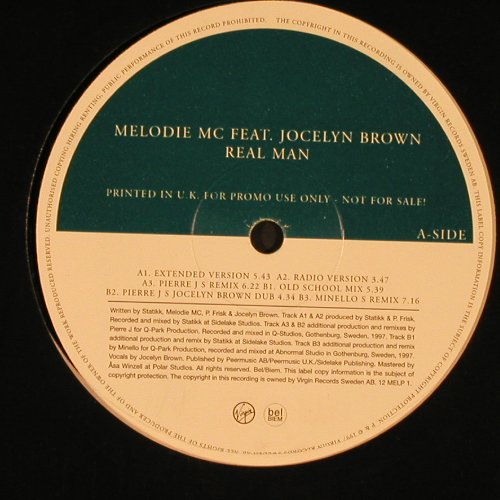 Melodic MC feat.J.Brown: Real Man*6, Promo, Virgin(12 MELP 1), EU, 1997 - 12inch - X8397 - 4,00 Euro