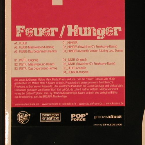Mellow Mark: Feuer / Hunger, rap.de / records(RAP0005-V), EU, 2002 - 12"*2 - X9780 - 4,00 Euro