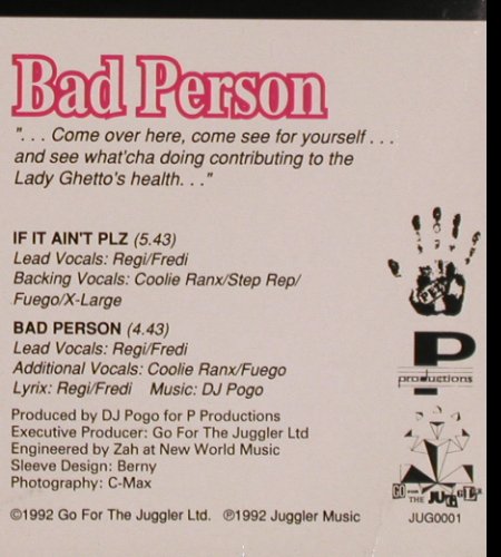 Party a la Mazon: If it ain't PLZ/Bad Person, m-/vg+, Juggler Music(JUG 0001), UK, 1992 - 12inch - Y4197 - 5,00 Euro