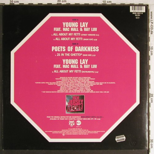 Young Lay feat Mac Mall & Ray Luv: All about my Fetti*3/Poets of Darkn, Tommy Boy(0630-12011-0), EU, 1995 - 12inch - Y4201 - 4,00 Euro